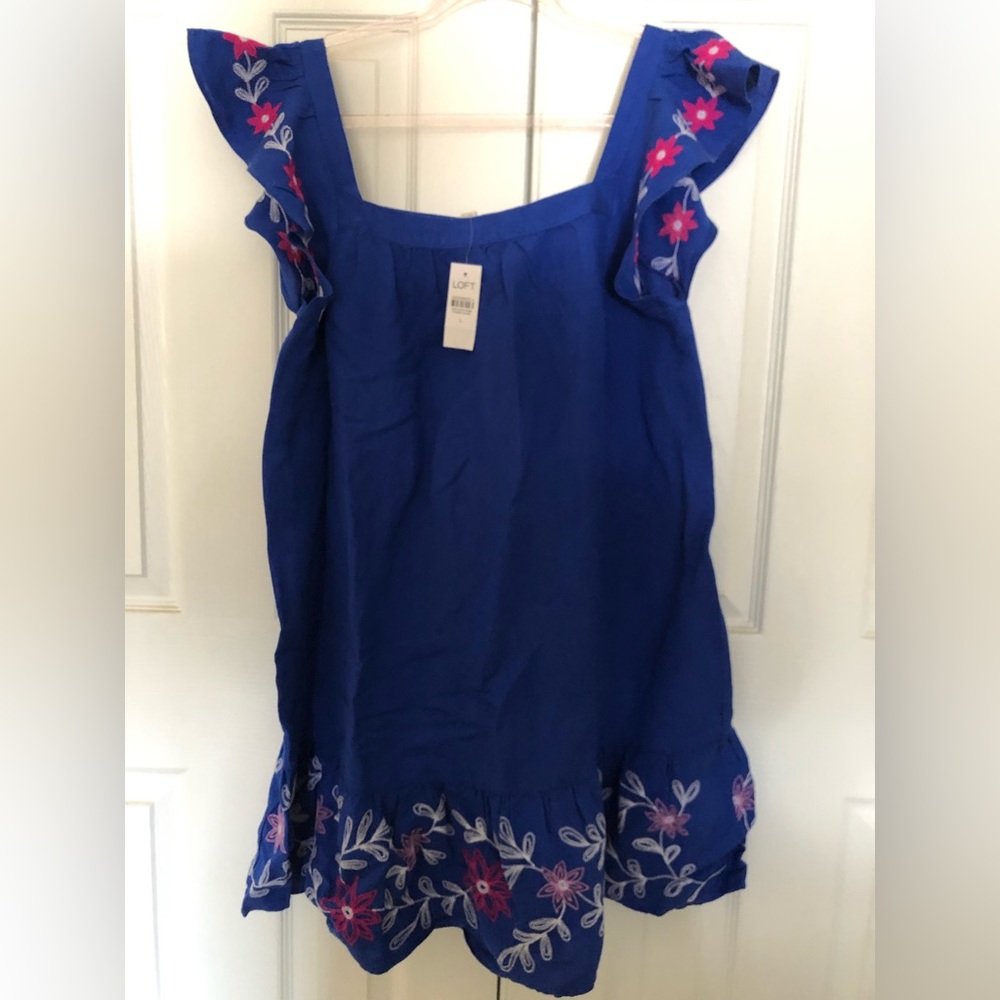 Loft Ruffle sleeve dress; size L; NWT